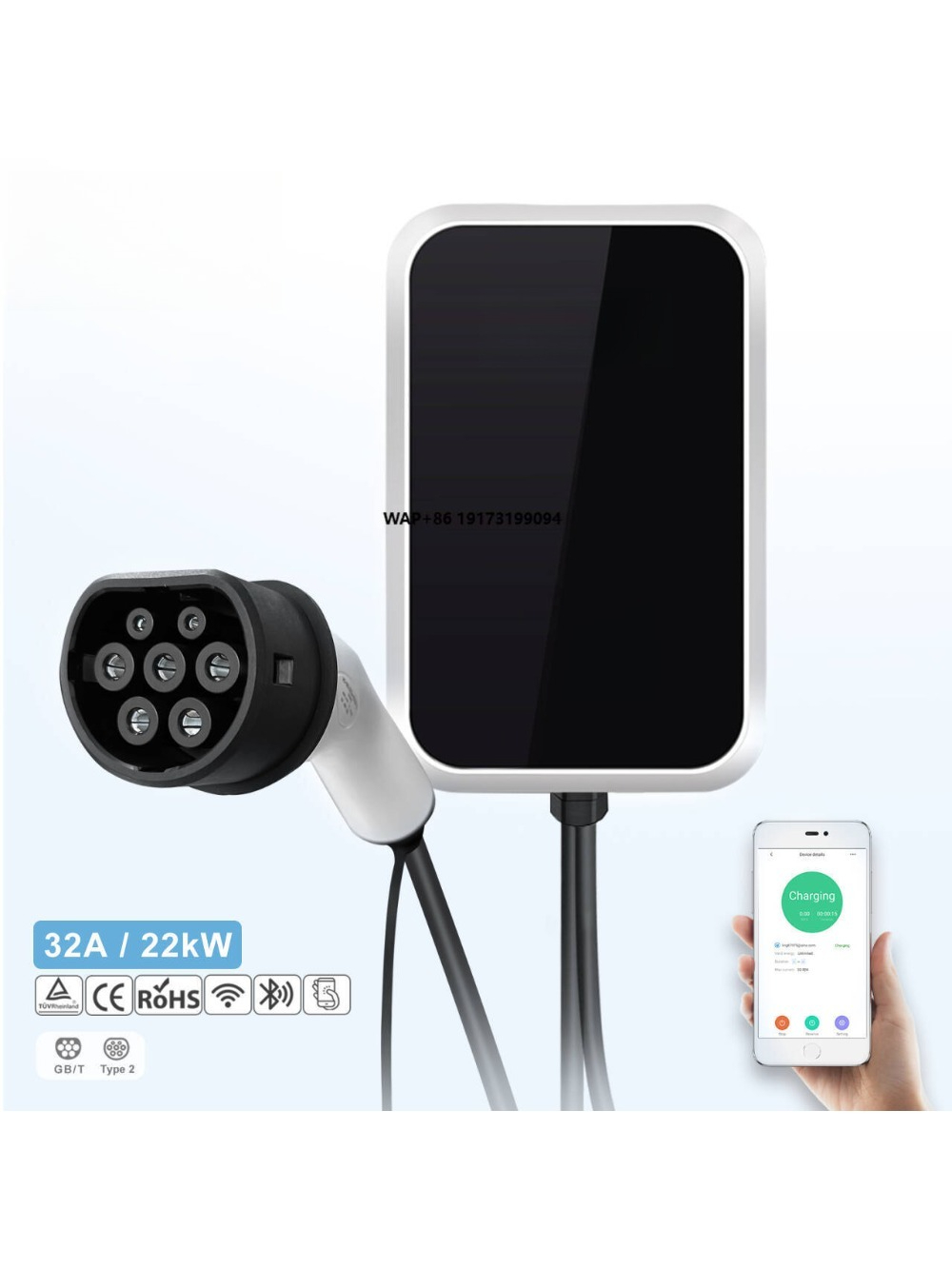 22Kw Wallbox Type 2 Ocpp Rfid - 22kW AC EV Şarj İstasyonu Akıllı