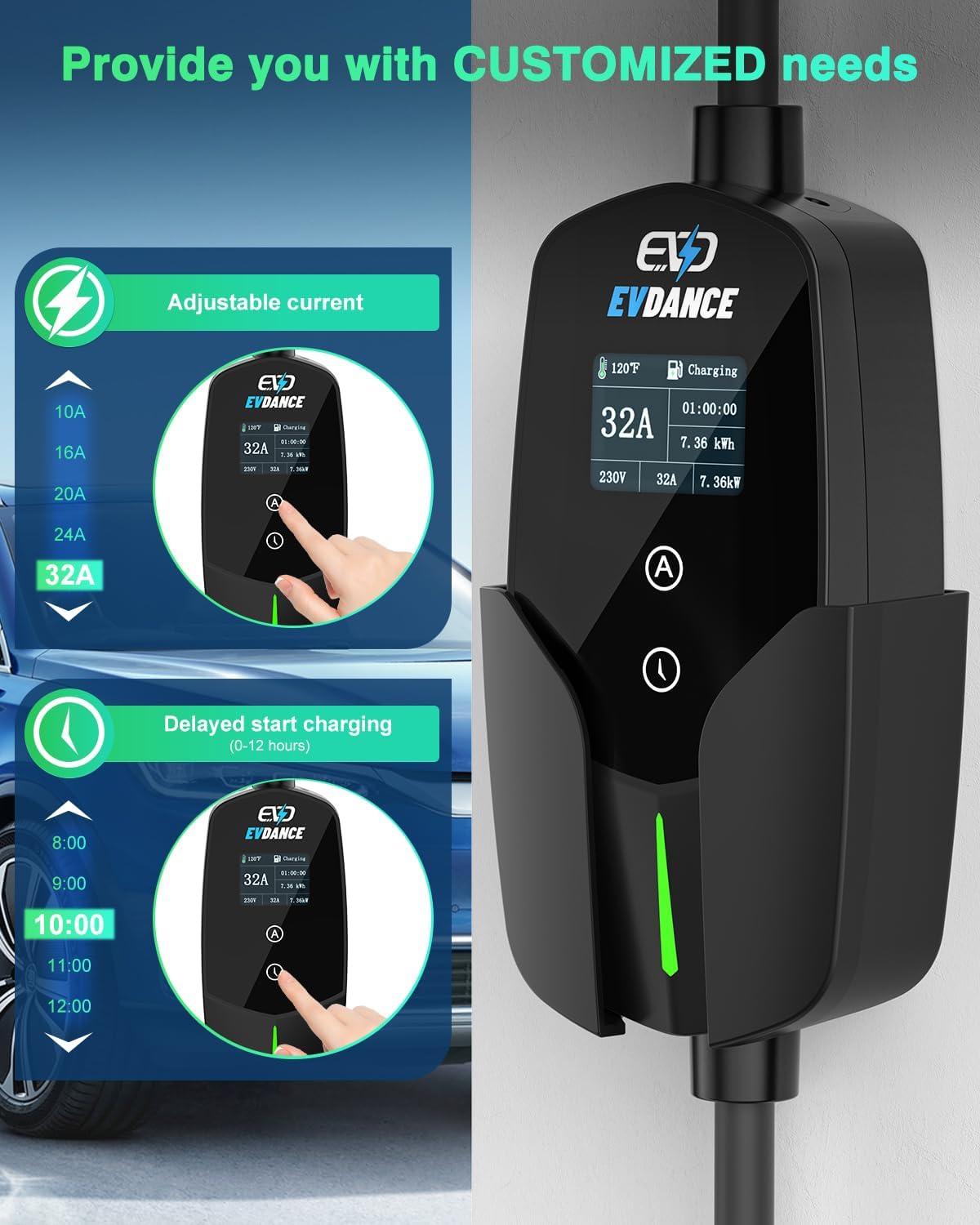 EVDANCE 32A tipi 2 elektrikli  - Portable Ev Charger 32A Type 2 Cee Plug incelemesi ve fiyatı