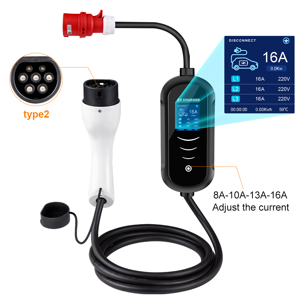 IPENGEN 11KW 16A 3 fazlı EV ta - Portable Ev Charger 32A Type 2 Cee Plug incelemesi ve fiyatı