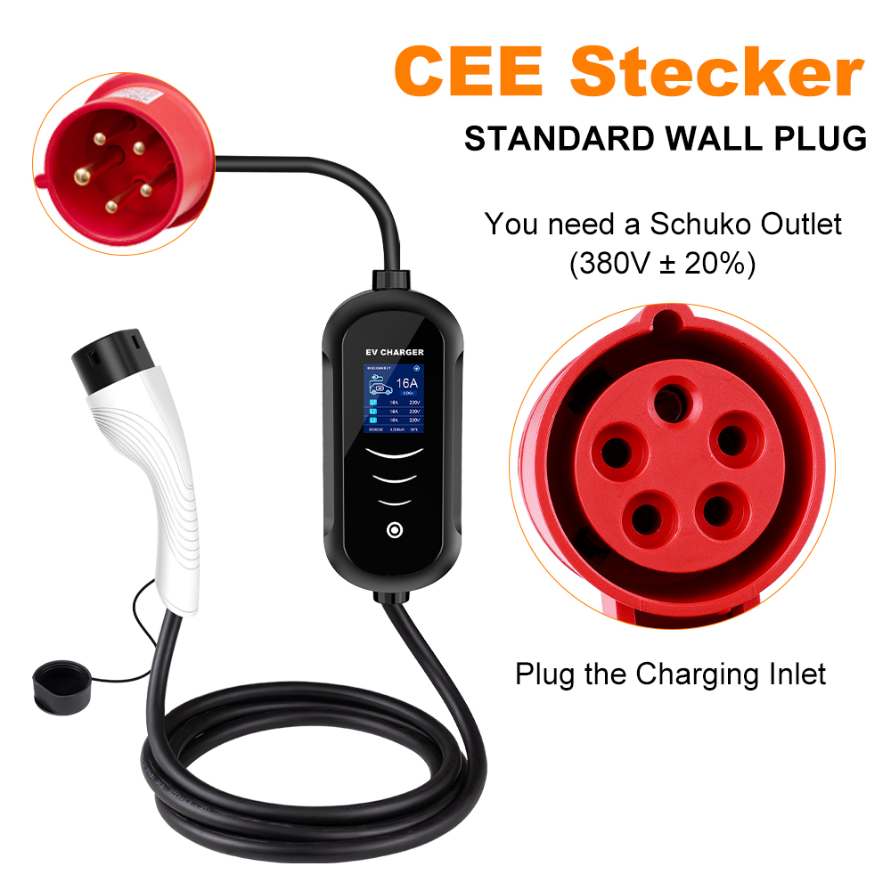 IPENGEN 11KW 16A 3 fazlı EV ta - Portable Ev Charger 32A Type 2 Cee Plug incelemesi ve fiyatı
